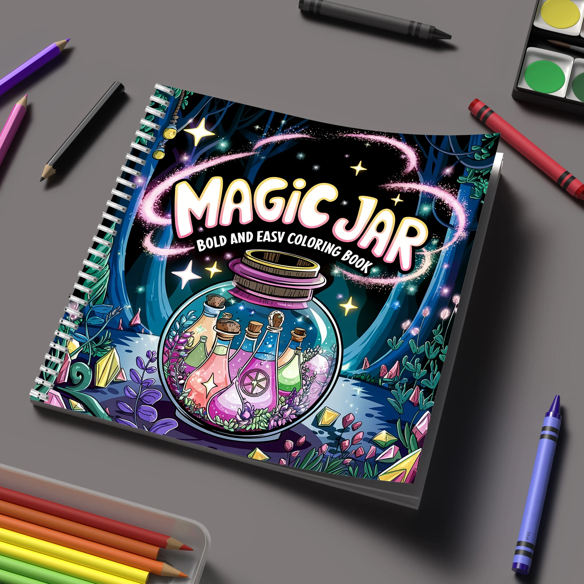 Adult Coloring Book Stress Relief - Libro da Colorare in Barattolo Magico