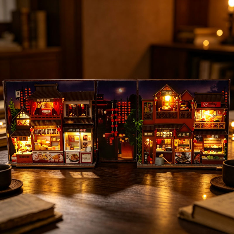 Diy Wooden Book Nook Kit Shelf Insert - Libreria in Miniatura Fai-da-Te per Casa