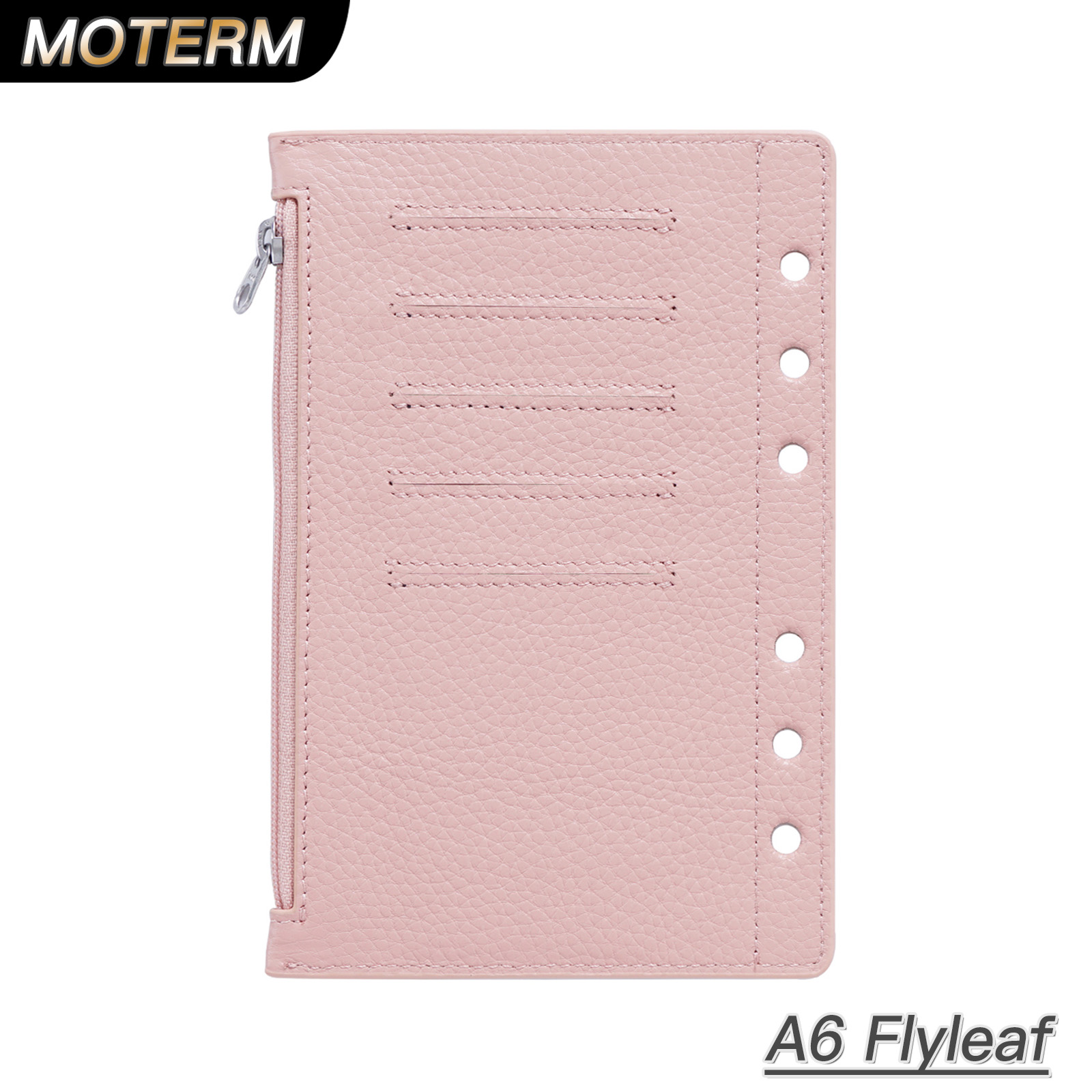 Vintage Leather Journal Notebook - Moterm Zipper Flyleaf per A6 Size